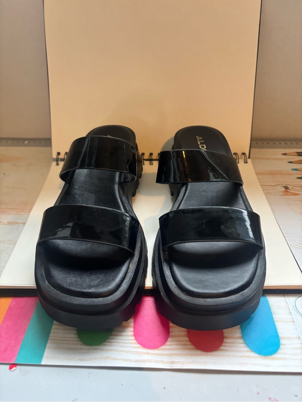 ALDO Black Platform Slide Sandals